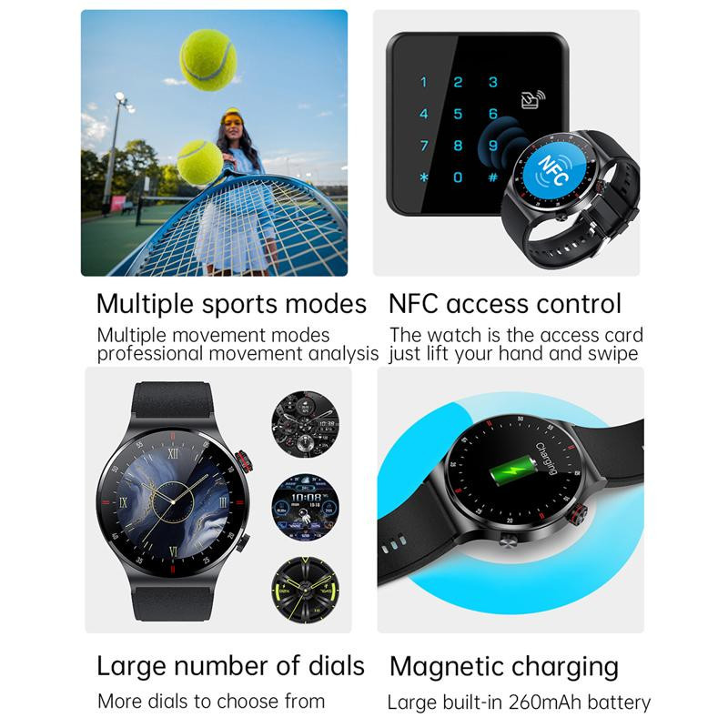 LIGE Smartwatch, Bluetooth, Lederarmband, Schwarz, Herren - Bild 9
