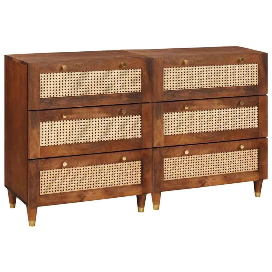 vidaXL Sideboard Set 2 Stück aus Massivholz Mango in Braun, B/T/H: 60 x 33,5 x 75 cm - Bild 2