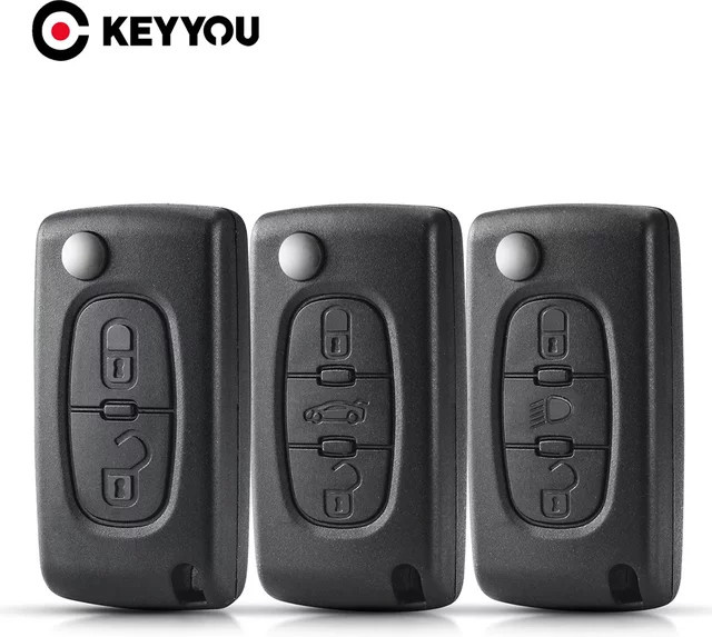Keyyou Remote Key Case für Peugeot und Citroen C2 C3 C4 C5 C6 Flip Folding Car Key Shell, 2 Tasten, Schwarz - Bild 1