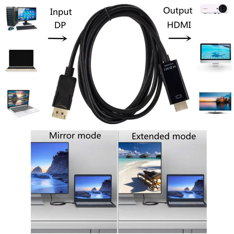 LccKaa DisplayPort zu HDMI Kabel 4K DP zu HDMI Adapter in Schwarz, Länge: 1,8 m - Bild 3