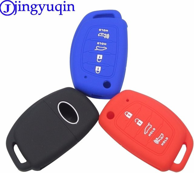 Jingyuqin Silikon Schlüsselhülle mit Klapp-Flip-Funktion für 4 Tasten Fernbedienung passend für Hyundai Mistra, Santa Fe, Sonata, Tucson, Accent, I30, I40, I45 - Bild 1