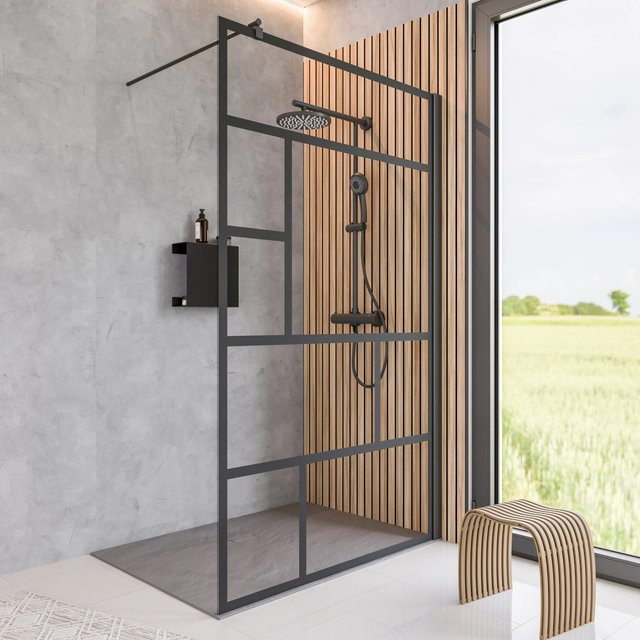 Schulte Duschwand Walk In Alexa Style 2.0 Schwarz B: 90 cm, H: 200 cm, T: 0,6 cm - Bild 1