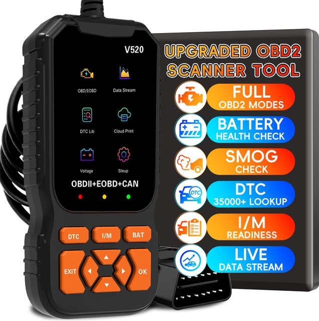 RUOGINSS OBD2-Reader Diagnosetool in Schwarz zur Fehlerdiagnose von Motorlicht und OBD-Codes mit CAN-Protokoll-Unterstützung - Bild 1