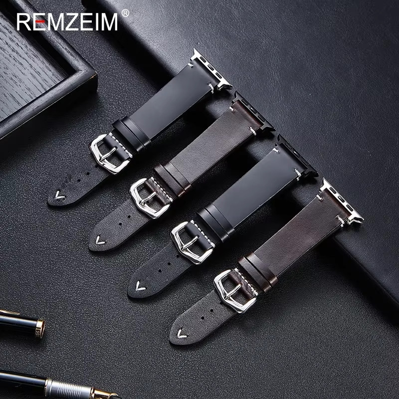 REMZEIM Uhrenarmband Leder, Schwarz, Herren - Bild 2