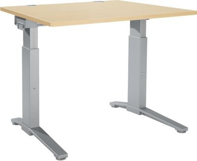Schäfer Shop Genius Schreibtisch ERGOSTYLE S, manuell höhenverstellbar, Rechteck, C-Fuß, B/T/H: 120 x 80 x 67,5-89,5 cm, Ahorn/Weißaluminium - Bild 1