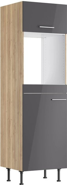 Optifit Küchen-Hochschrank Jonte für Backofen und Kühlschrank in Anthrazit-WildEiche, Breite: 60 cm, Höhe: 211,8 cm, Tiefe: 58,4 cm - Bild 1