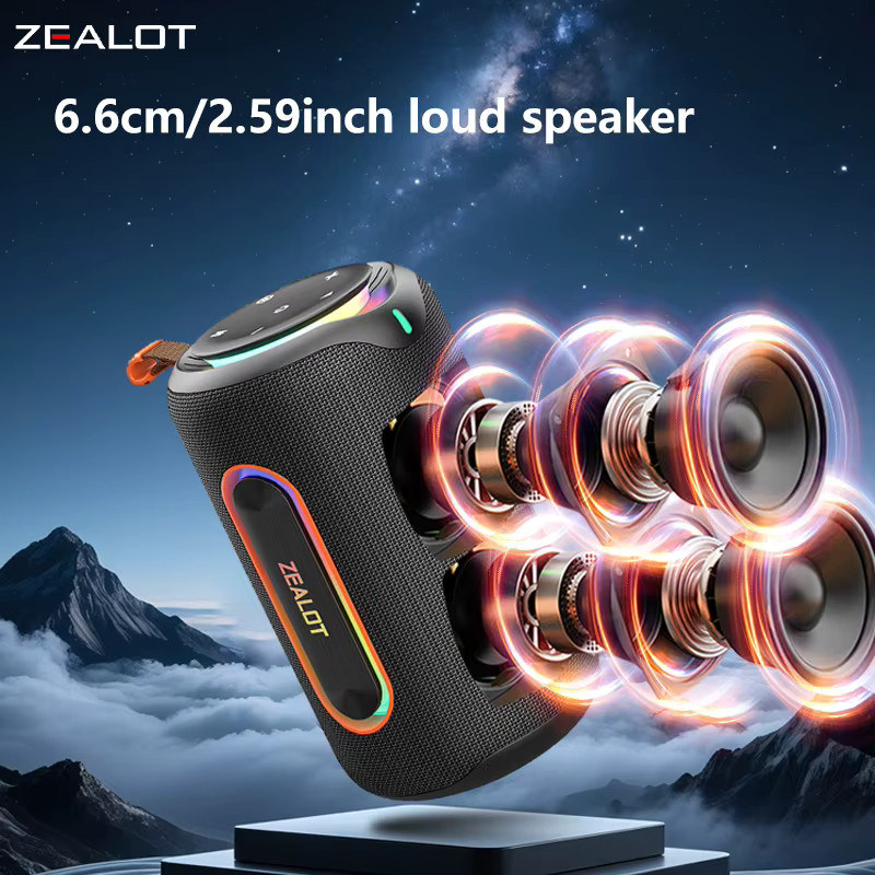ZEALOT MP1 Kabelloser Lautsprecher mit 60 W Leistung, RGB-Licht, IPX6 wasserdicht und 30 Stunden Spielzeit, Farbe: Schwarz - Bild 2