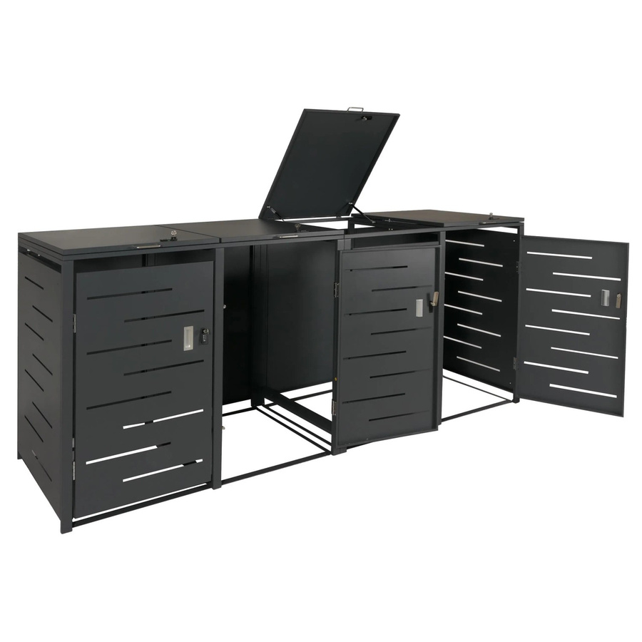 MCW 4er-Mülltonnenverkleidung E83 Mülltonnenbox aus Stahl in Anthrazit, B/T/H: 263 x 117 x 80 cm - Bild 2