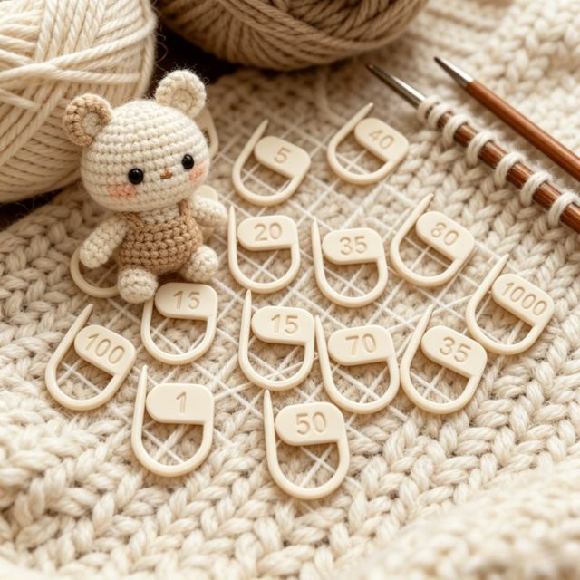 Nummerierte Maschenmarkierer aus Kunststoff in Weiß für Häkeln und Stricken, rutschfest und wiederverwendbar - Bild 1