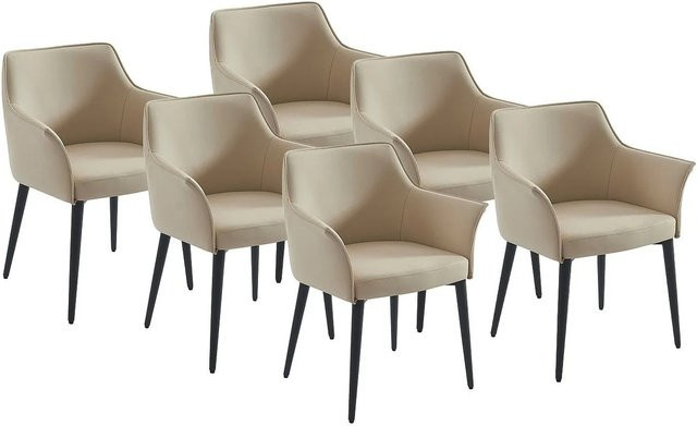 Vente-unique Stuhl Mialov in Beige mit Armlehnen aus Kunstleder und Metall im modernen Design, Höhe: 61,5 cm - Bild 1