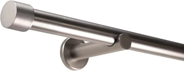 Deco-Raum Gardinenstange nach Maß mit 1 Kappe in Edelstahl-Optik, Farbe: Silber, Länge: 260 cm, Durchmesser: 25 mm - Bild 1