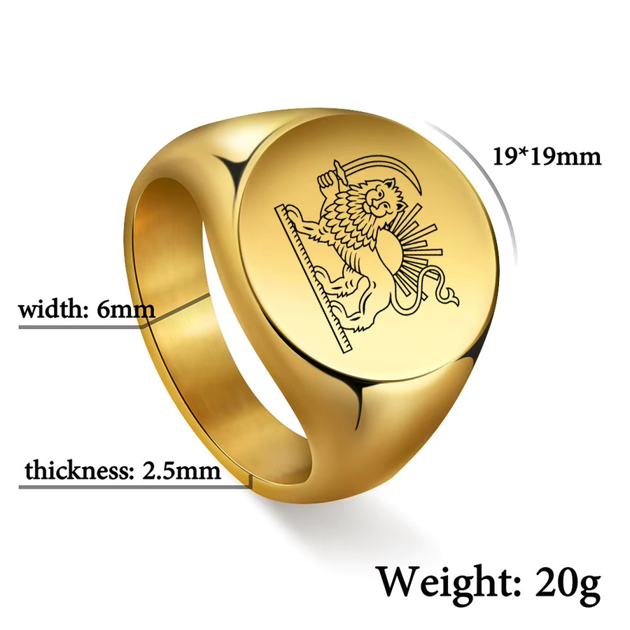 likgreat Fingerring Iran Löwe und Sonne, Edelstahl, Unisex - Bild 2