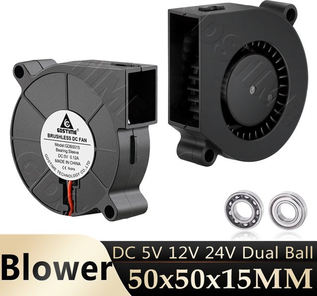 Gdstime 5015 Zentrifugal-Kühlventilator für 3D-Drucker, Turbo-Kühler mit USB-A Anschluss, Schwarz, B/T/H: 5,0 x 5,0 x 1,5 cm - Bild 1
