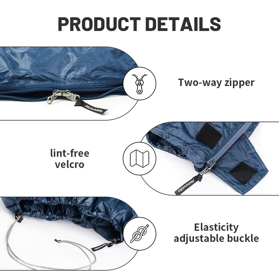 Naturehike Ultraleichter Entendaunen-Schlafsack CWM400 CW295 Blau für Erwachsene - Bild 4