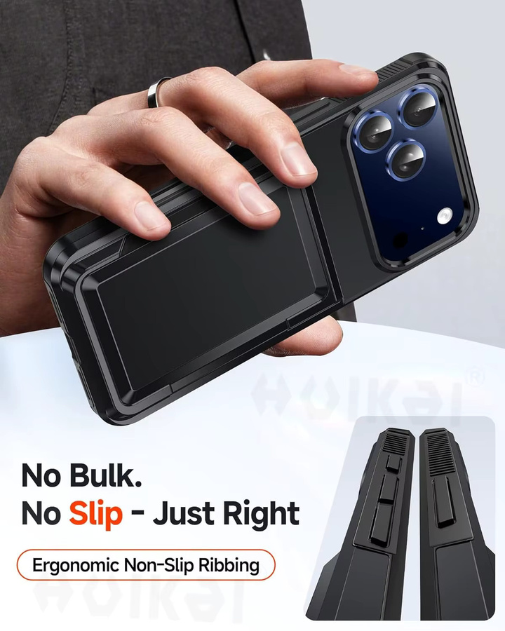 Huikai Brieftaschen-Hülle für iPhone 17 Pro Max 16 Pro Max 15 14 13 12 mit Kreditkartenhalter und stoßfestem Schutz in Schwarz oder Blau - Bild 5