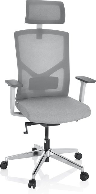 hjh OFFICE Profi Bürostuhl BRETON PRO W in Grau/Weiß mit Stoff und Netzstoff, höhenverstellbar mit Armlehnen - Bild 1
