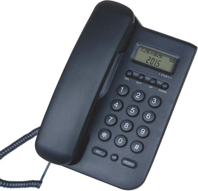ZJMZYM Schnurgebundenes Telefon mit Anruferkennung und einstellbarer Displayhelligkeit für Schreibtisch und Wandmontage, Schwarz - Bild 1