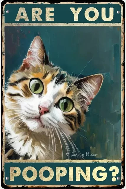Retro-Blechschild MINISO mit schwarzer Katze im Vintage-Stil für die Wanddekoration - Bild 1