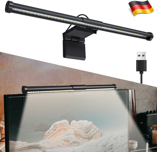 FullBerg LED-Büroleuchte in Schwarz mit USB-Anschluss, berührungsempfindliche Steuerung und einstellbarer Helligkeit sowie Farbtemperatur - Bild 1