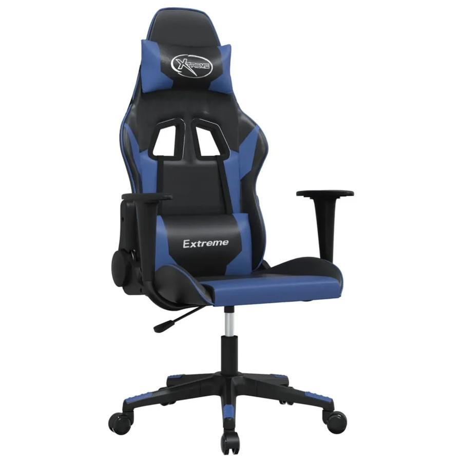 vidaXL Gaming-Stuhl Modell 9 in Schwarz und Blau aus Kunstleder mit Kopfstütze und Armlehnen - Bild 2