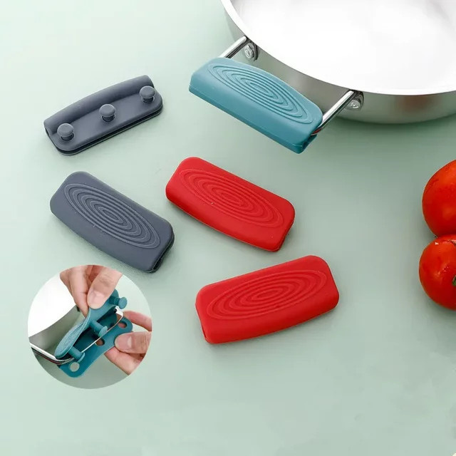 2er-Set Silikon Topfgriff-Abdeckungen in Grau zur Wärmedämmung und als rutschfester Griffhalter für Pfannen und Auflaufformen - Bild 1