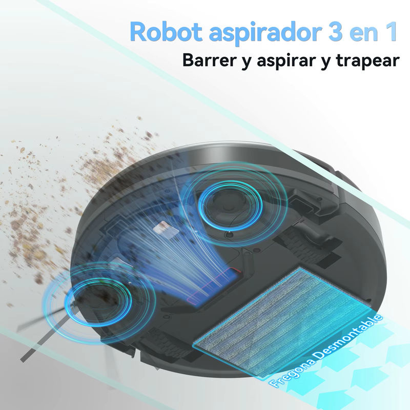 INSE 3-in-1 Roboter-Staubsauger mit Selbstreinigungsfunktion und abnehmbarem Wischmopp in Schwarz für Teppiche und Tierhaare - Bild 5