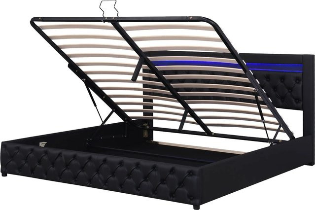 okwish Polsterbett mit LED-Beleuchtung und Lift-up-Funktion in Schwarz, B/T/H: 180 x 200 x 48 cm - Bild 1