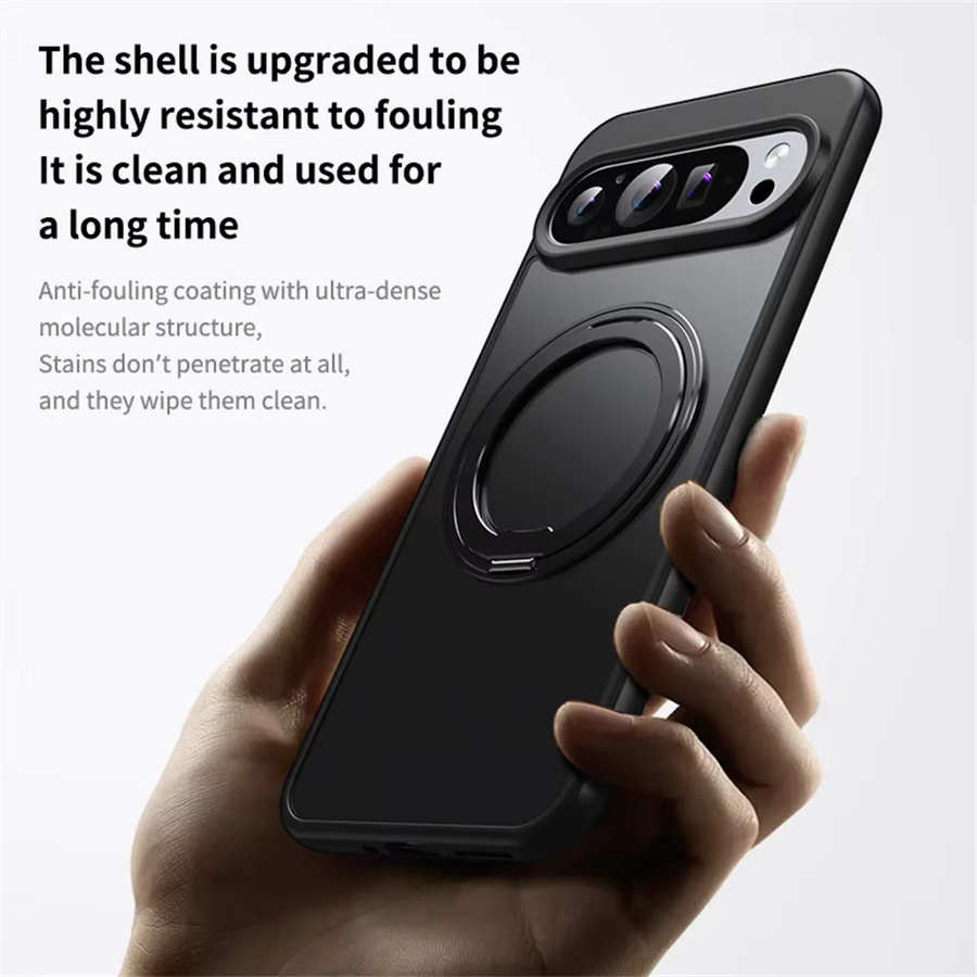 Magnetische Schutzhülle für Google Pixel 11 10 9 Pro XL 8 7 6 Pro 6a mit 360 Grad drehbarem Metallständer und kabelloser Ladefunktion in Schwarz - Bild 6
