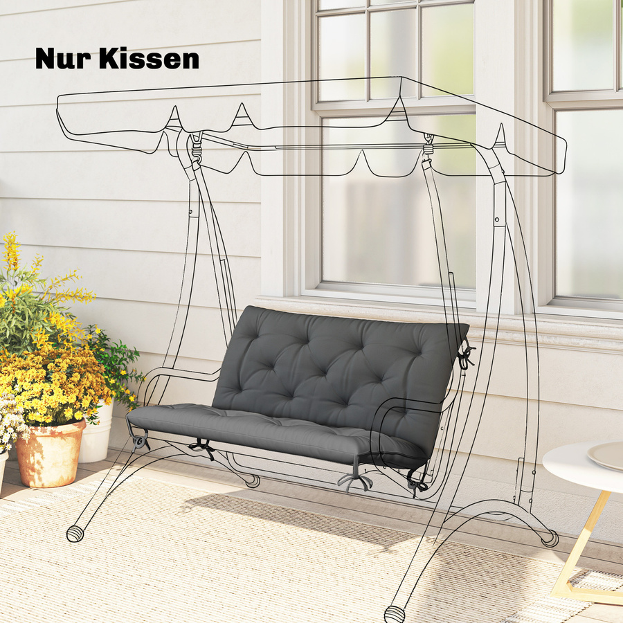 Outsunny Bankauflage Sitzkissen aus Polyester in Grau, B/T/H: 100 x 98 x 8 cm, wetterfest und atmungsaktiv - Bild 2