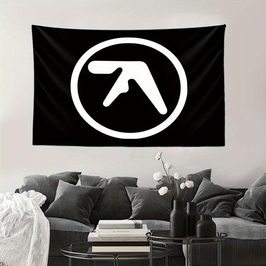 Aphex Twin Minimalistischer Wandteppich aus Polyester in Schwarz-Weiß, B: 40 cm, H: 60 cm - Bild 2