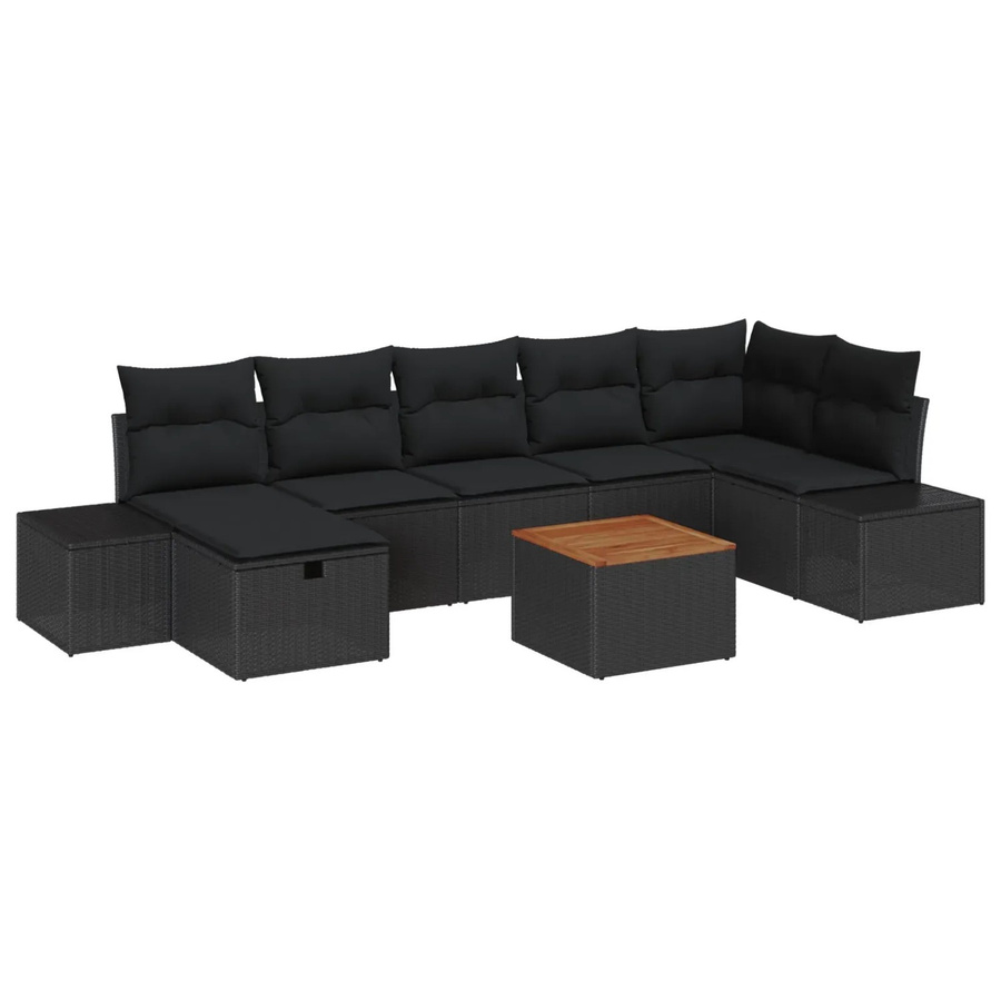 vidaXL 8-tlg. Garten-Sofa-Set aus Poly Rattan mit Kissen in Schwarz - Bild 2