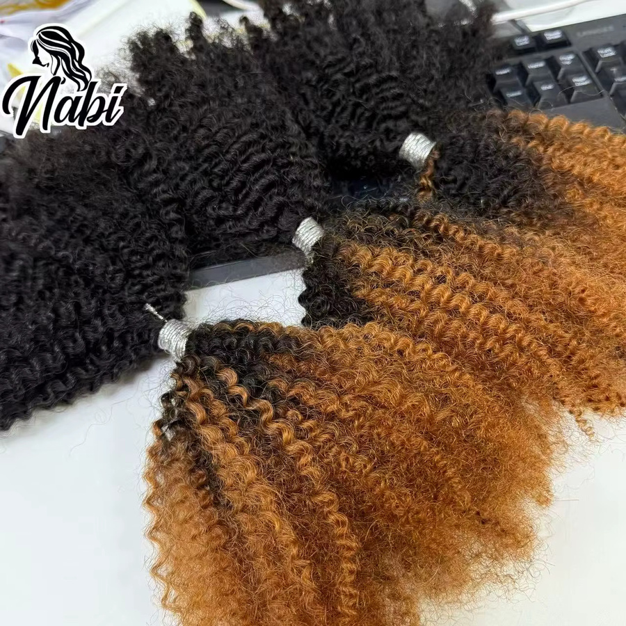 NABI Kinky Haarbündel Twist Braids Afro Kinky Curly Remy Echthaar, 10 Zoll - Bild 4