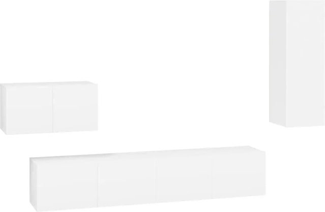 vidaXL 4-teiliges TV-Schrank-Set Modern Weiß Matt aus MDF für dein Wohnzimmer - Bild 1