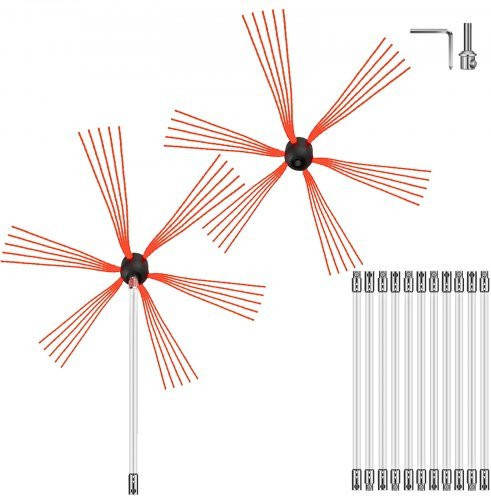 VEVOR Schornsteinfeger-Set zur Schornsteinreinigung in Weiß und Rot mit 1188,7 cm Länge - Bild 1