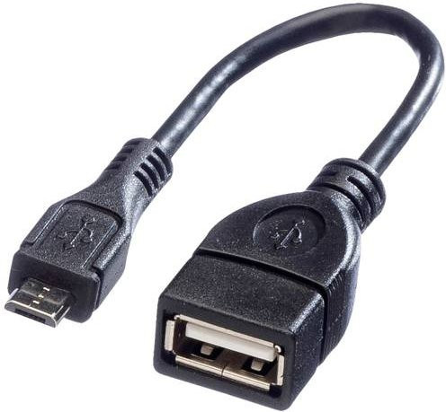 Value USB 2.0 Kabel mit USB-A Stecker und USB-Micro-B Stecker in Schwarz, Länge: 0,15 m - Bild 1