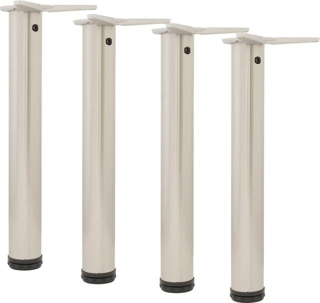 vasalat Set Camar Tischbeine höhenverstellbar, Stahl verchromt, Silber, Ø 60 mm, Höhe: 470-500 mm, 4 Stück - Bild 1