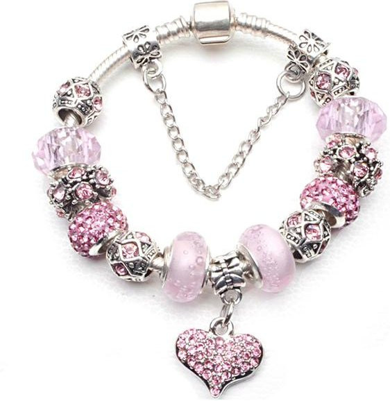 Allbestart Charm-Armband, versilberte Schlangenkette, Kristalle, 17cm, Kinder und Frauen - Bild 1