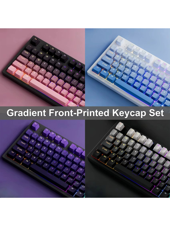 Oeny 135-Tasten Tastenkappen-Set mit Gradient-Effekt, PBT Double-Shot OEM-Profil für mechanische Gaming-Tastaturen, Schwarz/Mehrfarbig - Bild 6