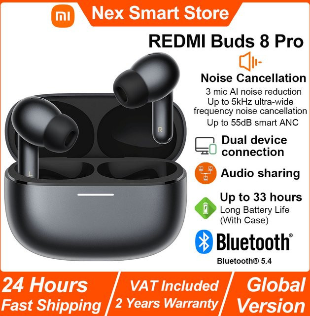 Xiaomi Redmi Buds 8 Pro True Wireless Bluetooth In-Ear Kopfhörer mit Hi-Res Audio, LDAC und Smart ANC bis 55dB, Schwarz - Bild 1