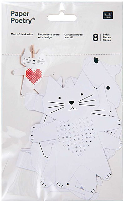 Rico Design Paper Poetry Stickkarton mit Hund, Katze, Schnecke und Pferd, Format: 10 x 15 cm - Bild 1