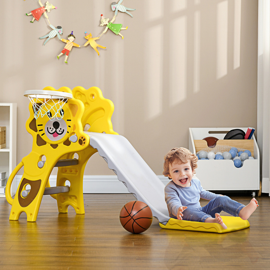 Aosom Kinderrutsche Basketballkorb, Gelb Grau, ab 1,5 Jahre - Bild 2