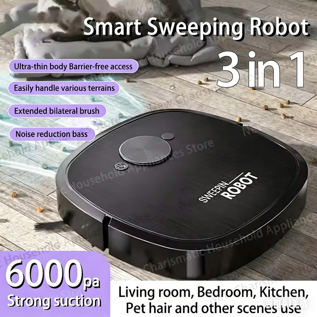 XMSJ 3-in-1 Roboter-Staubsauger mit Saug-, Wisch- und Sterilisationsfunktion in Schwarz oder Weiß - Bild 1