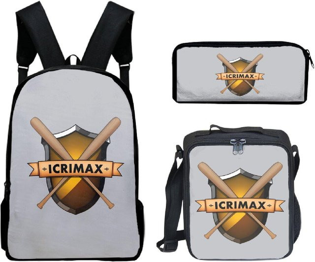 icrimax Rucksack Set für Jungen und Mädchen bestehend aus Schultasche, Brottasche und Federmäppchen in Pink, Schwarz, Grün und Weiß - Bild 1