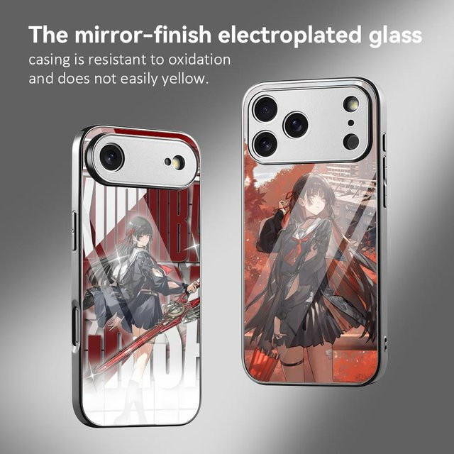Game Chisa W-Wuthering Waves Handyhülle für iPhone 17 16 15 14 13 12 Pro Max Plus mit galvanisiertem Metall-Bumper in Multicolour - Bild 1