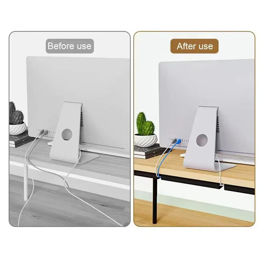 PVC Schreibtisch-Kabelkanal in Grau zur Kabelorganisation ohne Bohren, Breite: 40 cm - Bild 5