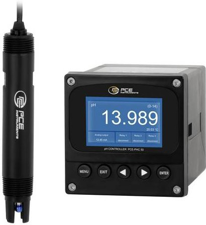 PCE Instruments pH-Regler PCE-PHC 50 in Schwarz mit Messbereich 0 bis 14 pH, Auflösung 0,001 pH, Temperaturkompensation und 3 Relais - Bild 1