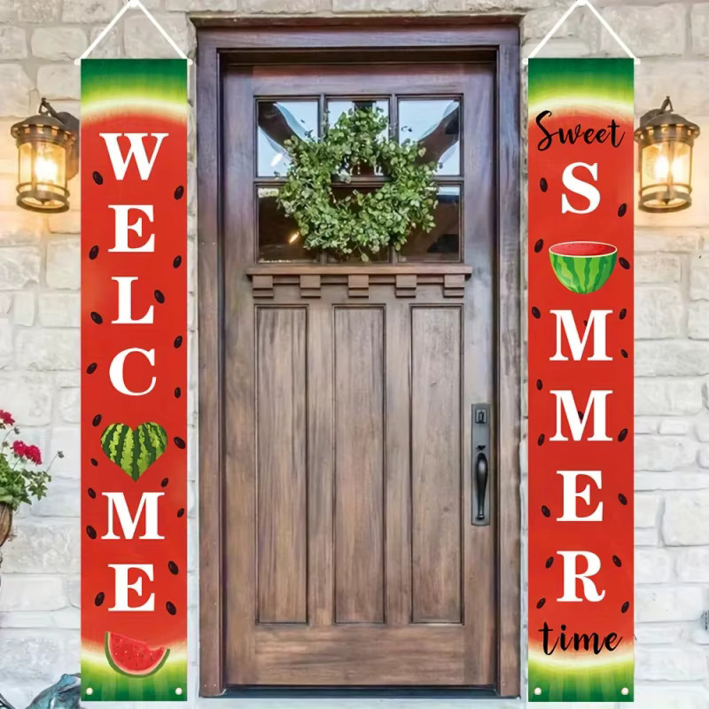 VIKAMA Sommer-Wassermelonen-Verandabanner als dekoratives Wandbanner für die Haustür, Mehrfarbig, B: 30,0 cm, H: 180,0 cm - Bild 4