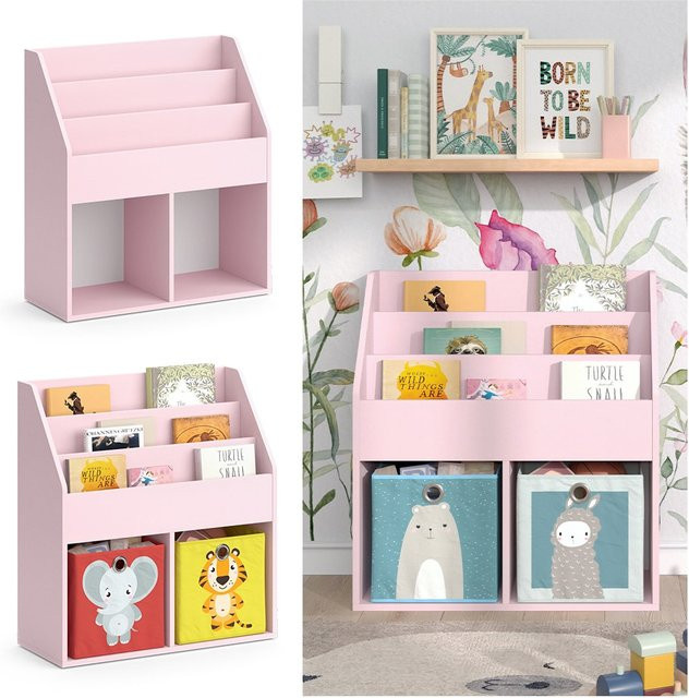 Vicco Kinderbücherregal Luigi in Pink für das Kinderzimmer mit offenen Fächern, B: 72,0 cm, H: 79,0 cm, T: 3,0 cm - Bild 1