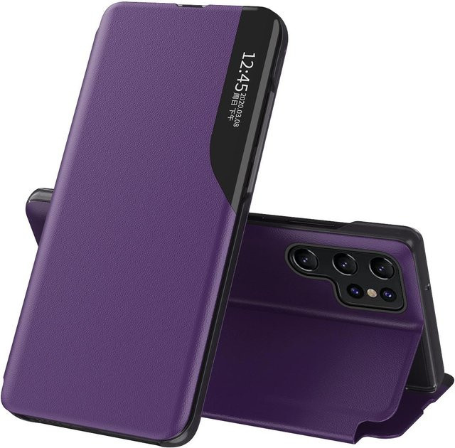 YYDS123 Business Smart Window View Flip-Hülle für Samsung Galaxy S26 Ultra S25 Edge S24 S23 Plus S22 FE S21 S20 Magnetische Leder-Schutzhülle mit Ständer in Violett - Bild 1
