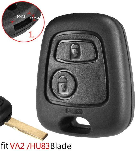 Schlüssel Reparaturset für Peugeot und Citroen in Schwarz als Ersatz für Fernbedienung und Schlüsselgehäuse - Bild 1